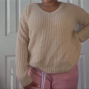 Forever 21 Tan V-Neck Sweater